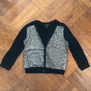 Manteau Cardigan in Black with Gold Sequins